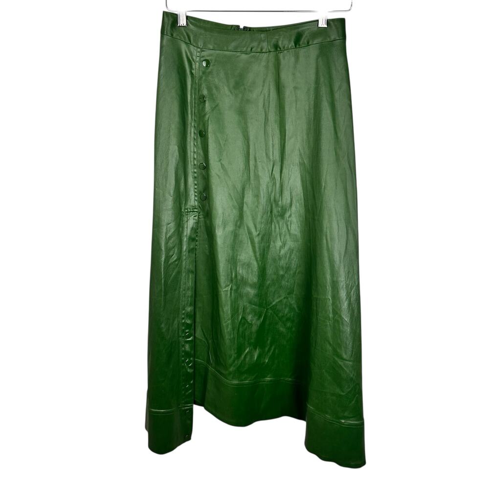 3.1 Phillip Lim High Slit A-line Midi Skirt Size 4 Emerald Green Sheen Corpcore